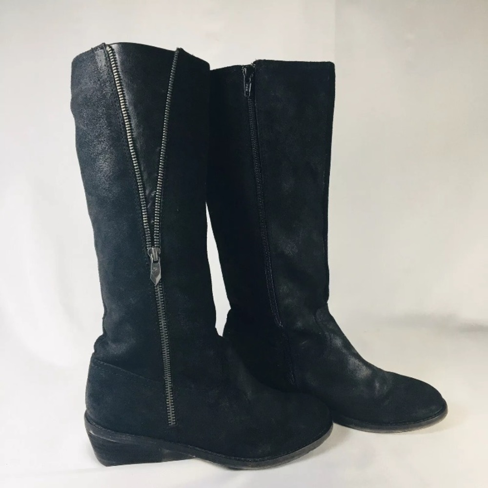 Fergie CAMINO Black Leather Riding Boots Size 6.5